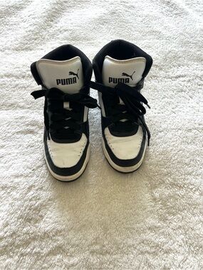 Puma Kids Black and White High-Top Sneakers